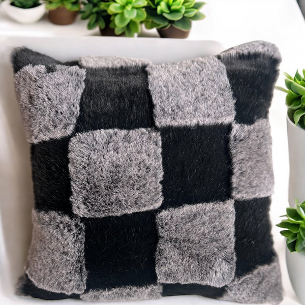 Black Checkers Throw Pillow