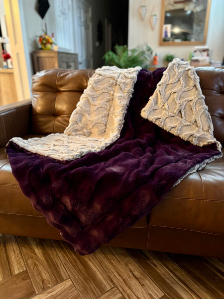 Throw- Purple Velvet Powder Puff Night Bailey Bunny