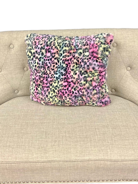 18”x16” Rainbow Leopard Sharpei Stuffed Pillow