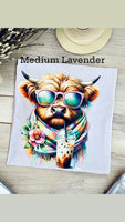 Medium Comfort Colors Lavender Highland Cow Print