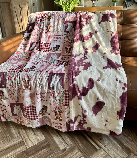 Adult Minky Cowgirl Print & Sugarplum Calf