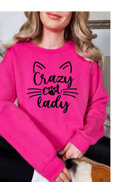 Comfort Color T-Shirt With Crazy Cat Lady Decal Size XL