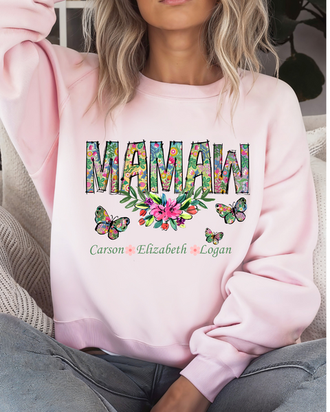 Angela's Custom Sweatshirt- Size XLarge Baby Pink Gildan Sweatshirt MAMAW | Personalized