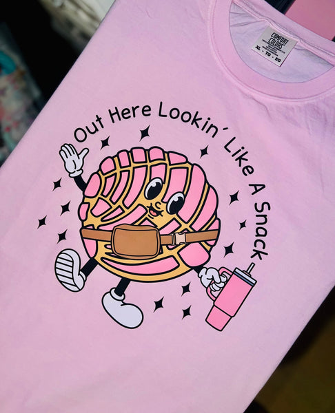 Lookin’ like a snack print- Baby Pink Comfort Colors XL