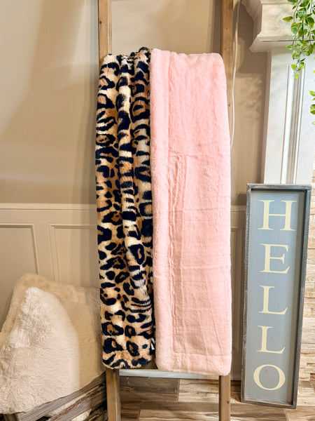 Throw- Tan Jungle Cat Bunny &Baby Pink Encore