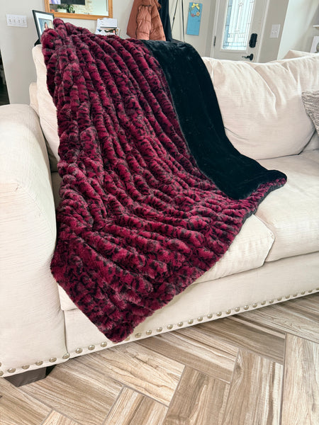 Throw Size-Merlot Cheetah Milan & Black Encore