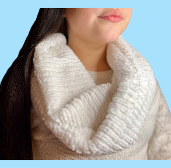 White Chenille Infinity Scarf