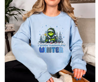 Light Blue Gildan Sweatshirt With Grinch/Winter DTF