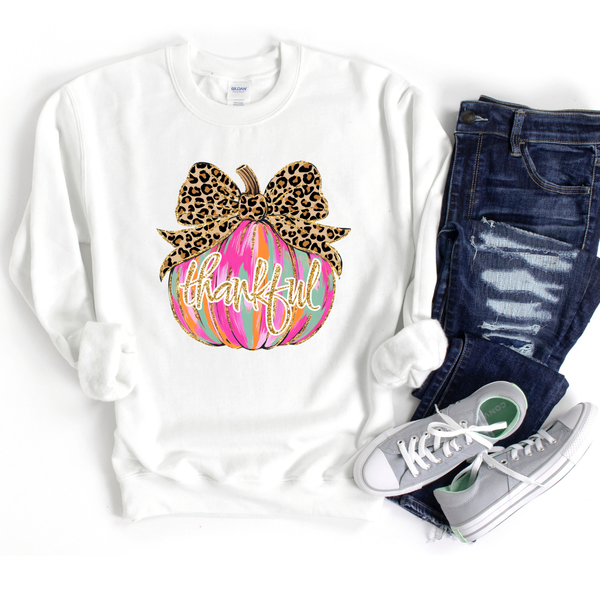 Gildan Crewneck Sweatshirt- Thankful Colorful Pumpkin