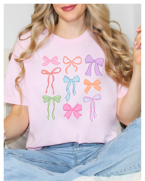 Comfort Colors Light Pink T-Shirt Pastel Coquette Bows