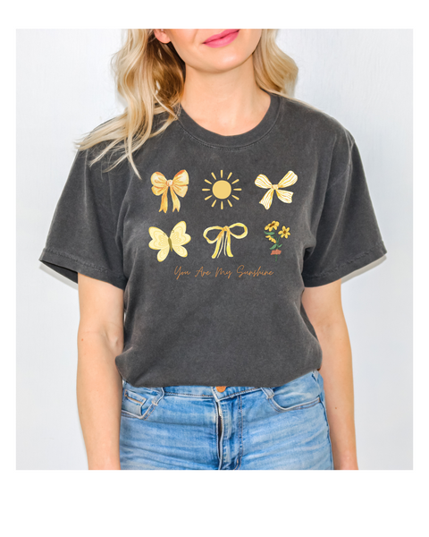Comfort Colors Pepper t-Shirt- Yellow Coquette Bows