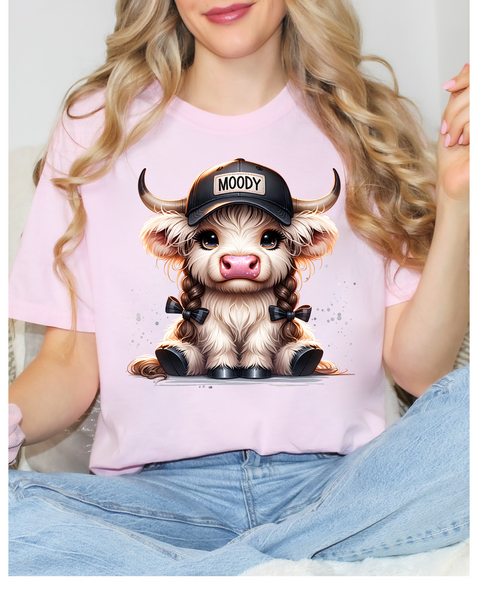 Comfort Colors Light Pink- Moody Highland Cow