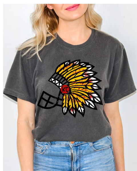 Comfort Colors Pepper T-Shirt- Chiefs KC Headdress