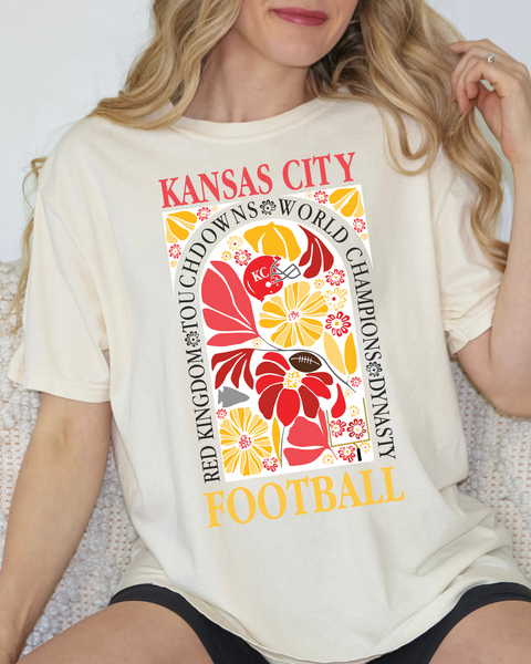 Comfort Colors  Ivory T-Shirt |KC |Kansas City Football | Floral