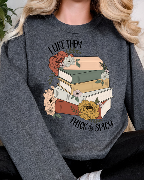 Xl Charcoal Heather Gildan Sweatshirt with Books print